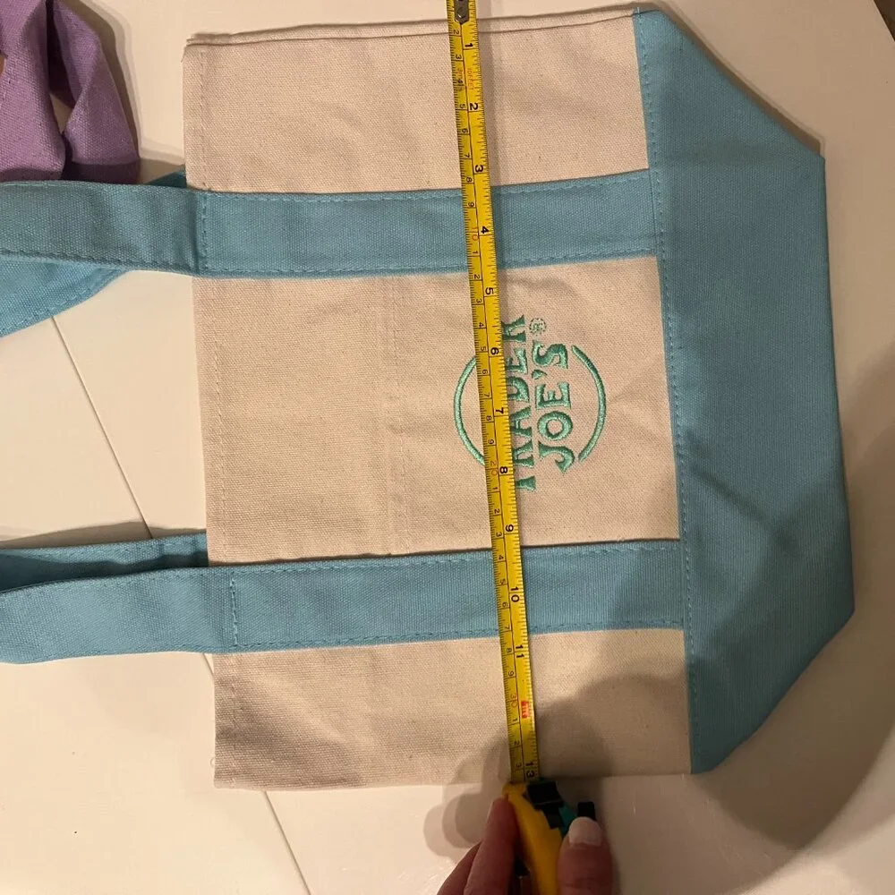 rader Joe’s Mini Pastel Canvas Tote Bag‎ Set (Blue & Green) – NWT